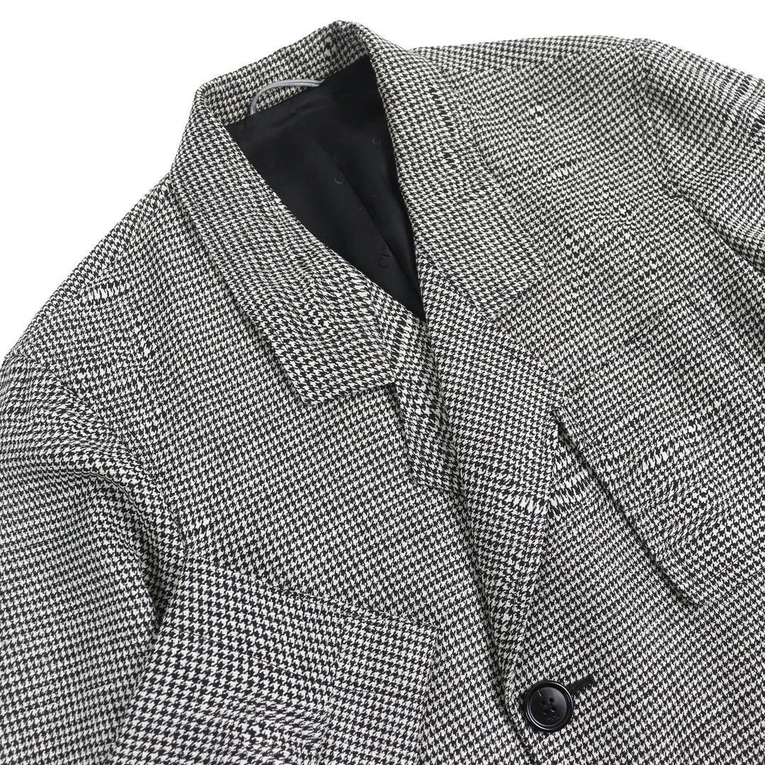 美品△DIOR ディオール オム 933C307A4602 ウール100％ CDロゴベルト付き 千鳥格子柄 ロング コート ブラック ホワイト 44 正規品 メンズ