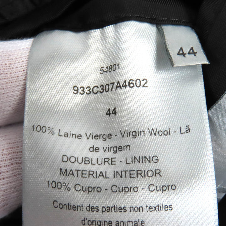 美品△DIOR ディオール オム 933C307A4602 ウール100％ CDロゴベルト付き 千鳥格子柄 ロング コート ブラック ホワイト 44 正規品 メンズ