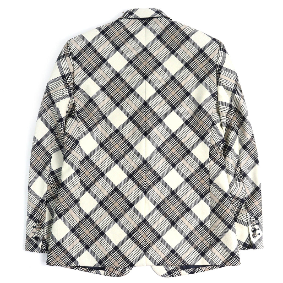 極美品△DIOR ディオール オム 22AW 293C284A5572 ウール100％ チェック柄 ピークドラペル シングル テーラードジャケット 50 正規品