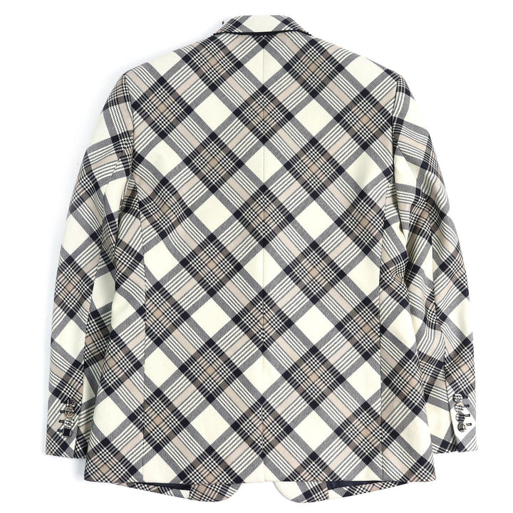 極美品△DIOR ディオール オム 22AW 293C284A5572 ウール100％ チェック柄 ピークドラペル シングル テーラードジャケット 50 正規品