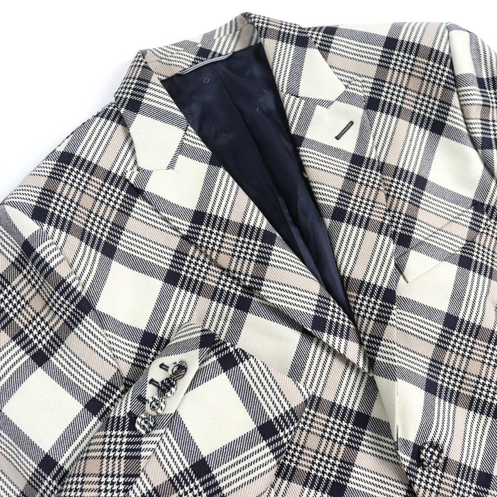 極美品△DIOR ディオール オム 22AW 293C284A5572 ウール100％ チェック柄 ピークドラペル シングル テーラードジャケット 50 正規品