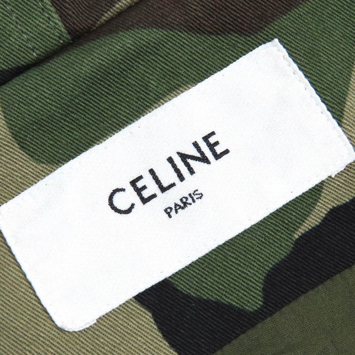 未使用品△CELINE セリーヌ 23SS 2W860494M コットン100％ カモフラージュ 迷彩柄 ハーネス パーカーコート モッズコート 44 正規品