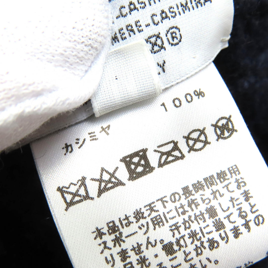 極美品△HERMES エルメス カシミヤ100％ シェーヌダンクル ニットグローブ 手袋 ニットキャップ ニット帽 セット ネイビー M 伊製 正規品
