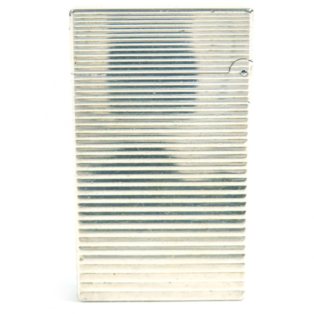 良品△Dupont デュポン ラインD ボーダー スクエア ローラー式 ガスライター喫煙グッズ シルバー フランス製 メンズ 着火確認済み