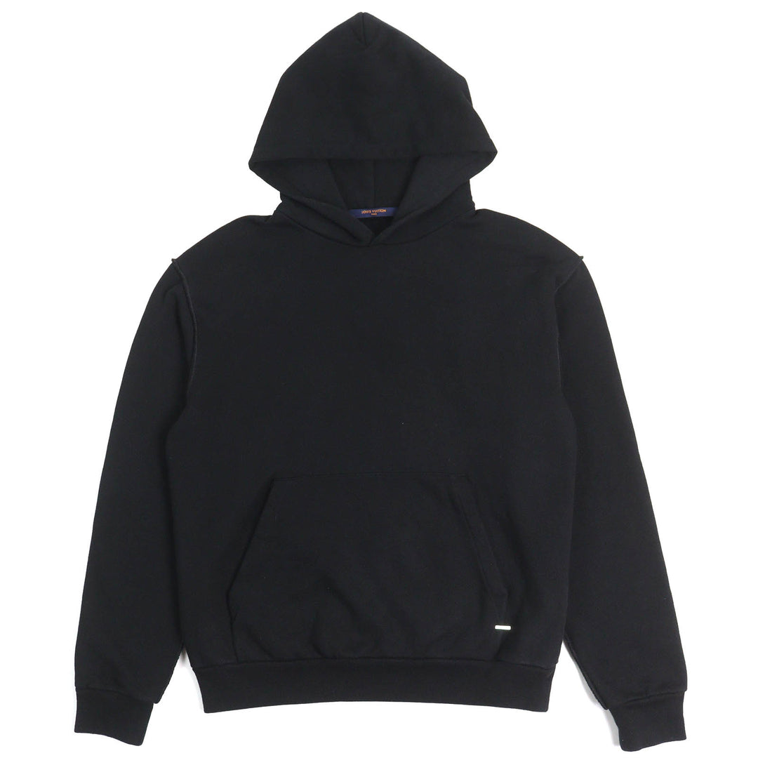 美品△LOUIS VUITTON ルイヴィトン 21SS ステープルズエディション コットン100％ ロゴ金具 プルオーバー フーディ パーカー 黒 S 正規品