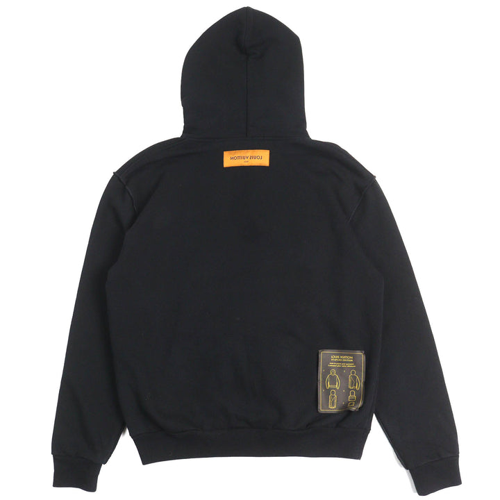 美品△LOUIS VUITTON ルイヴィトン 21SS ステープルズエディション コットン100％ ロゴ金具 プルオーバー フーディ パーカー 黒 S 正規品