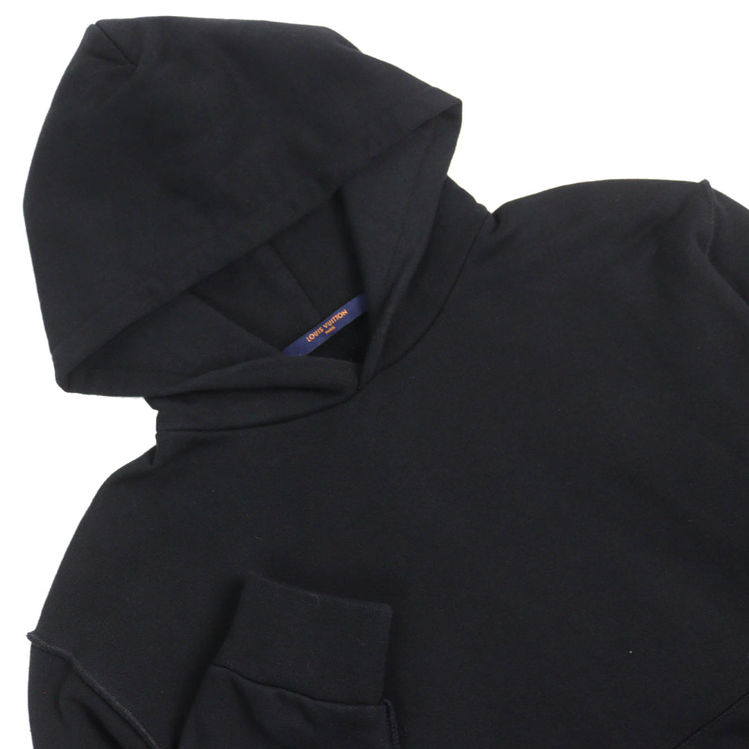 美品△LOUIS VUITTON ルイヴィトン 21SS ステープルズエディション コットン100％ ロゴ金具 プルオーバー フーディ パーカー 黒 S 正規品