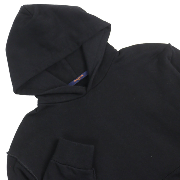 美品△LOUIS VUITTON ルイヴィトン 21SS ステープルズエディション コットン100％ ロゴ金具 プルオーバー フーディ パーカー 黒 S 正規品