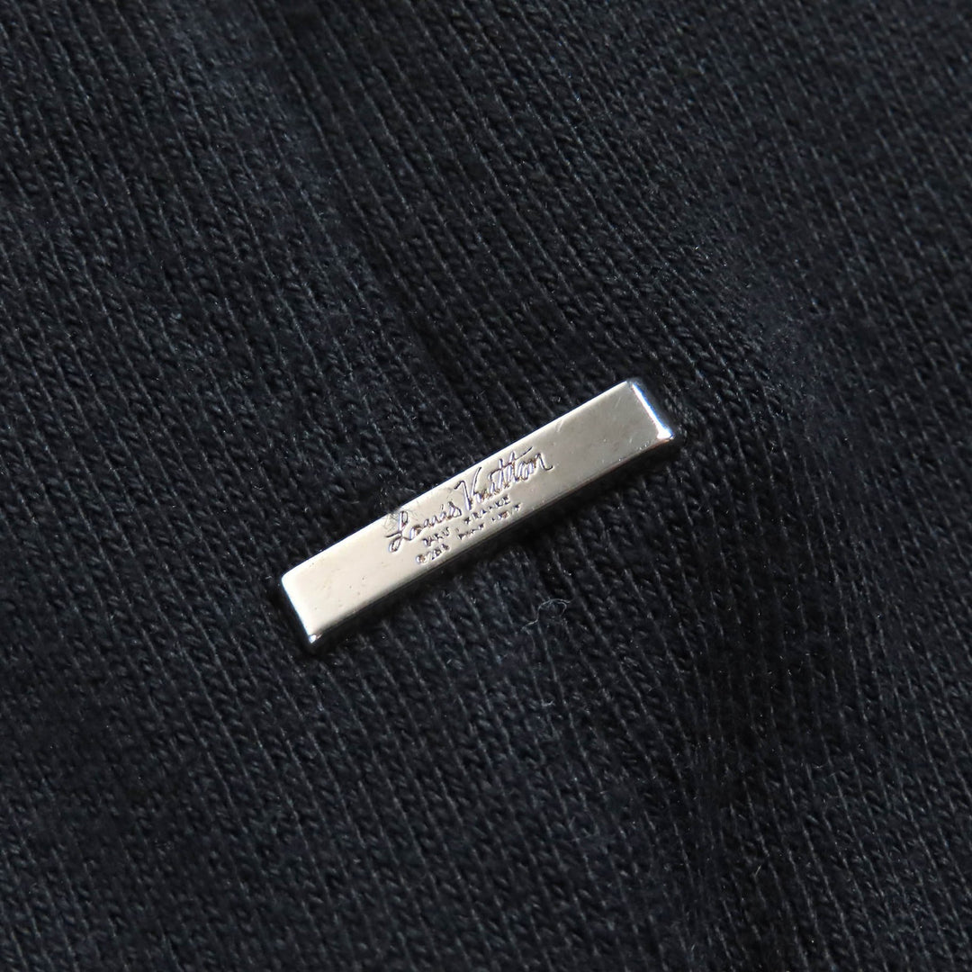 美品△LOUIS VUITTON ルイヴィトン 21SS ステープルズエディション コットン100％ ロゴ金具 プルオーバー フーディ パーカー 黒 S 正規品