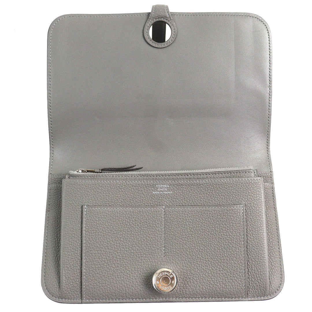 未使用品△HERMES エルメス ドゴン GM デュオ グリメイヤー シルバー金具 セリエボタン トゴ 長財布 B刻印 箱付き フランス製 メンズ