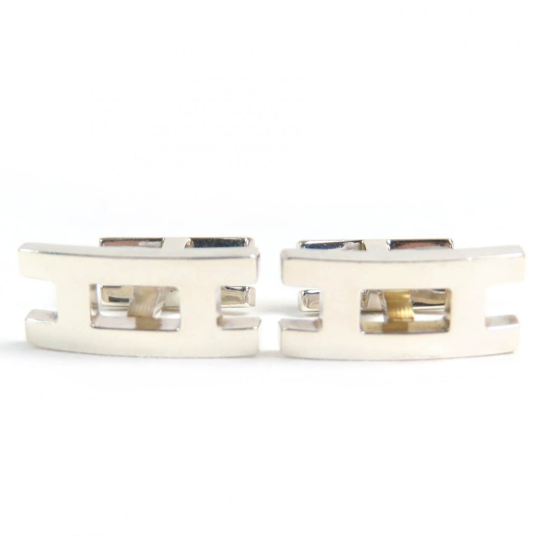 良品△HERMES エルメス Hロゴ カフスボタン カフリンクス 紳士小物 AG925 シルバー 重量7.0g メンズ ビジネスおすすめ◎