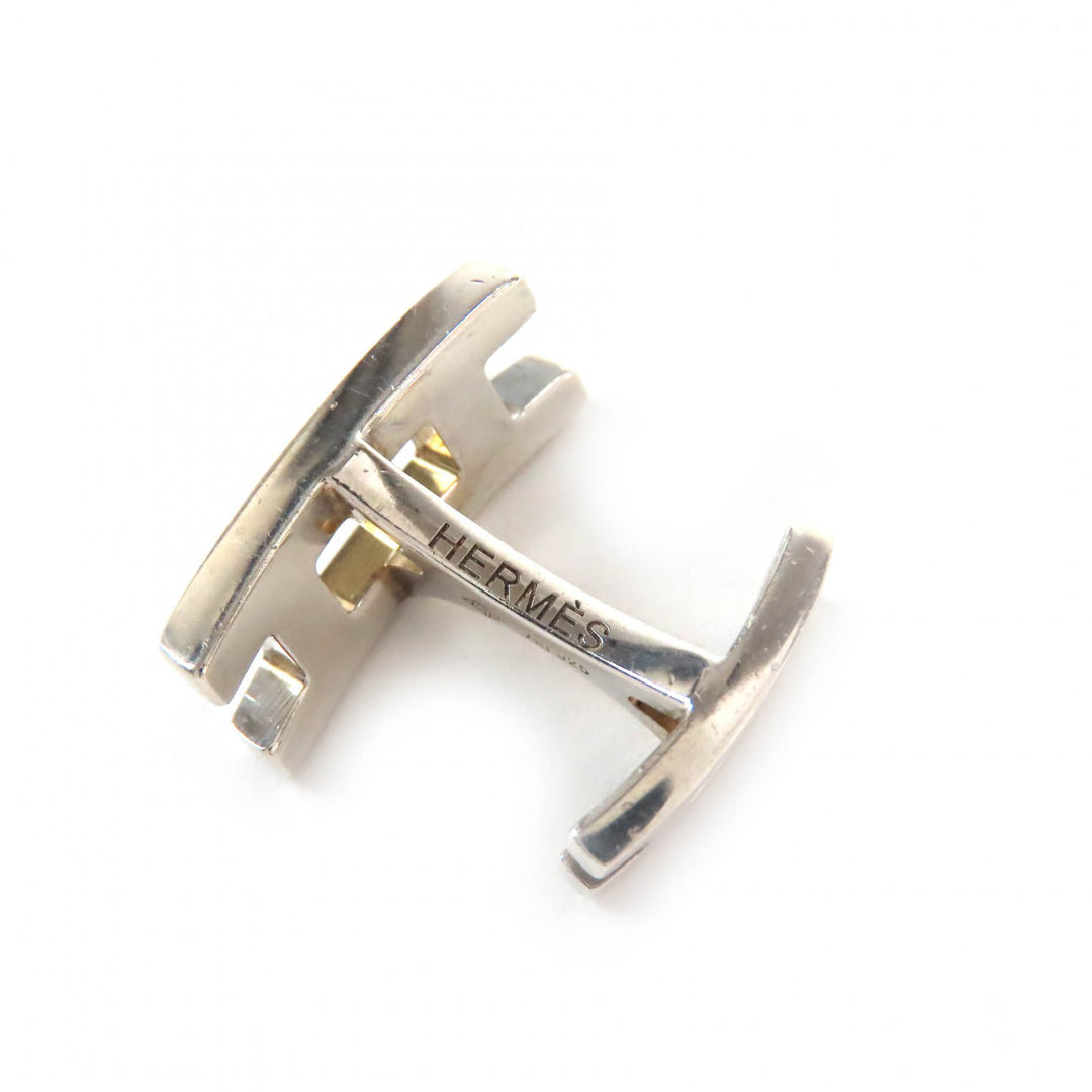 良品△HERMES エルメス Hロゴ カフスボタン カフリンクス 紳士小物 AG925 シルバー 重量7.0g メンズ ビジネスおすすめ◎