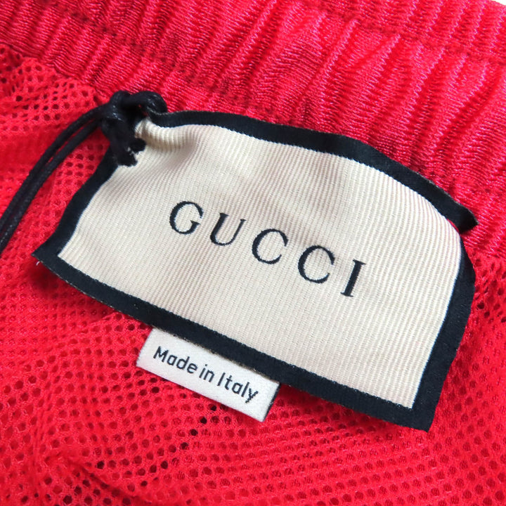 極美品△GUCCI グッチ 21AW 659460 ロゴワッペン ウェブライン トラックパンツ ショートパンツ レッド S イタリア製 正規品 メンズ