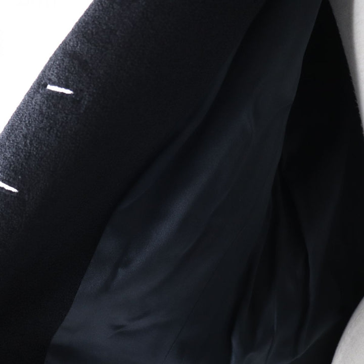 極美品☆正規品 CHANEL シャネル 06A P29407 ストーン付ロゴボタン 裏地シルク ウールコート 黒 44 レディース 仏製