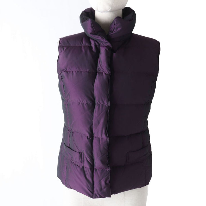 美品☆正規品 バーバリーロンドン FC055-725-38 裏地ノバチェック柄 ZIP UP ダウンベスト パープル系 36 レディース