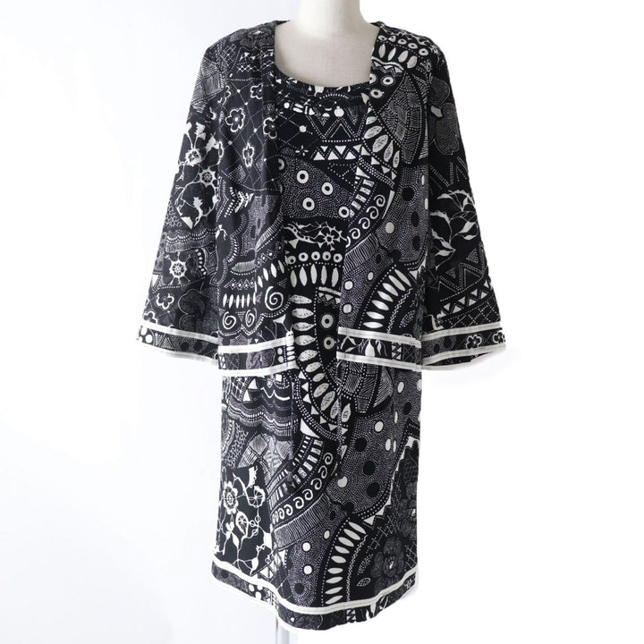 極美品☆正規品 LEONARD FASHION レオナール ファッション ノースリーワンピース/カーディガン 2点セット セットアップ 黒×白 40