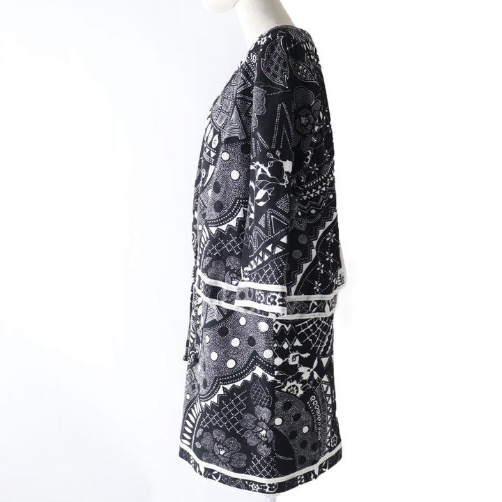 極美品☆正規品 LEONARD FASHION レオナール ファッション ノースリーワンピース/カーディガン 2点セット セットアップ 黒×白 40
