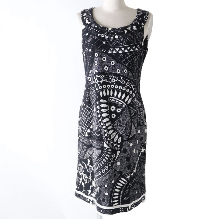 極美品☆正規品 LEONARD FASHION レオナール ファッション ノースリーワンピース/カーディガン 2点セット セットアップ 黒×白 40