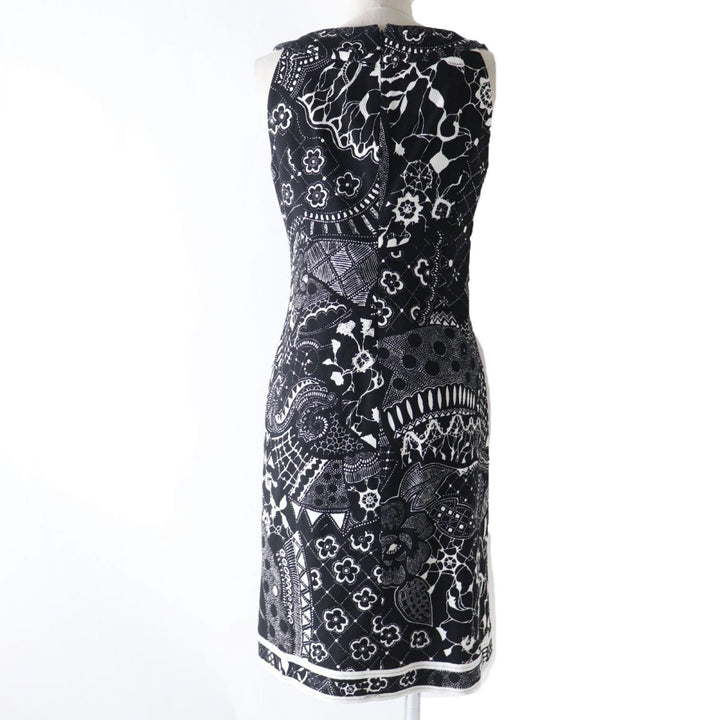 極美品☆正規品 LEONARD FASHION レオナール ファッション ノースリーワンピース/カーディガン 2点セット セットアップ 黒×白 40