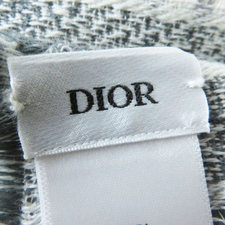 極美品◎正規品 イタリア製 DIOR ディオールオム メンズ カシミヤ×シルク ストール ホワイト×グレー チェック柄