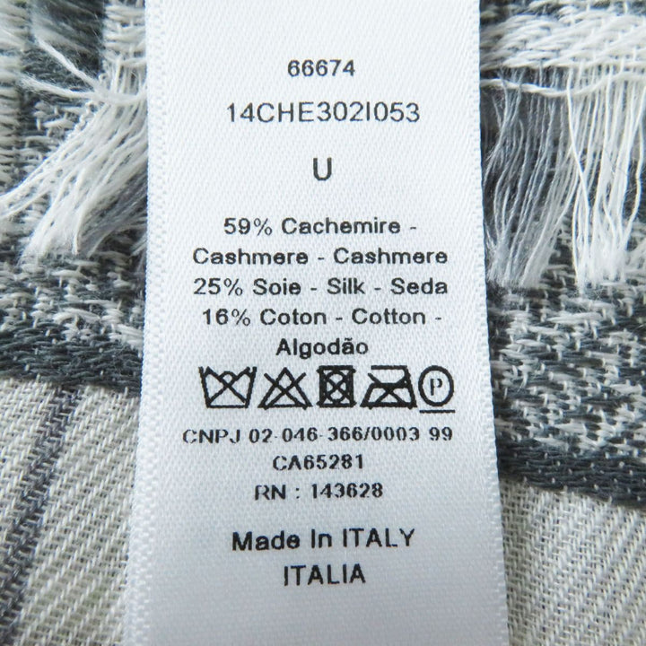 極美品◎正規品 イタリア製 DIOR ディオールオム メンズ カシミヤ×シルク ストール ホワイト×グレー チェック柄