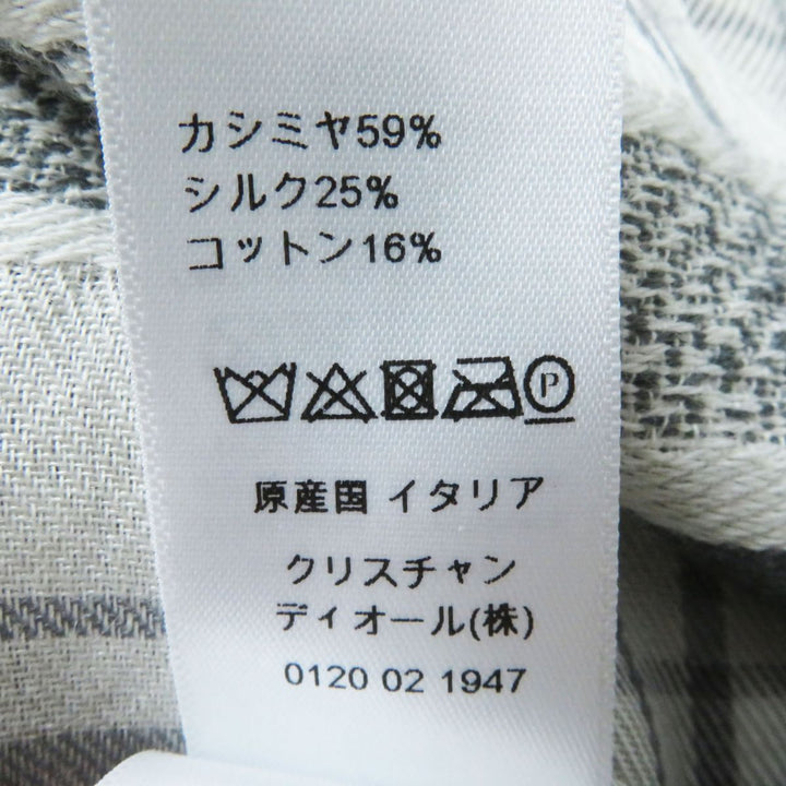 極美品◎正規品 イタリア製 DIOR ディオールオム メンズ カシミヤ×シルク ストール ホワイト×グレー チェック柄