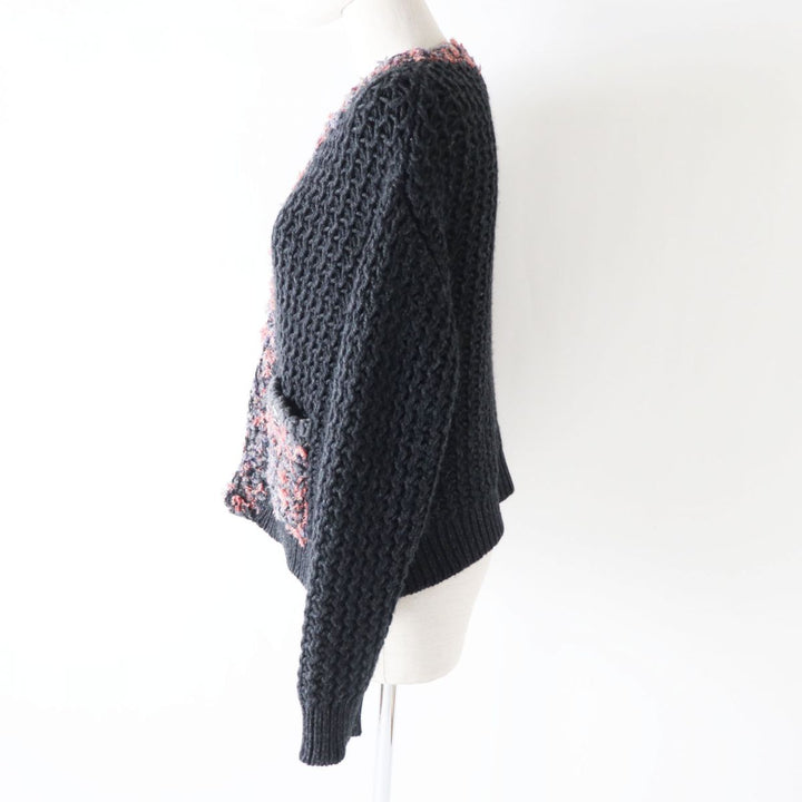 極美品◎正規品 シャネル P72932 ココマークボタン ミックスニット使い カシミヤ100％ ニットカーディガン 34／36