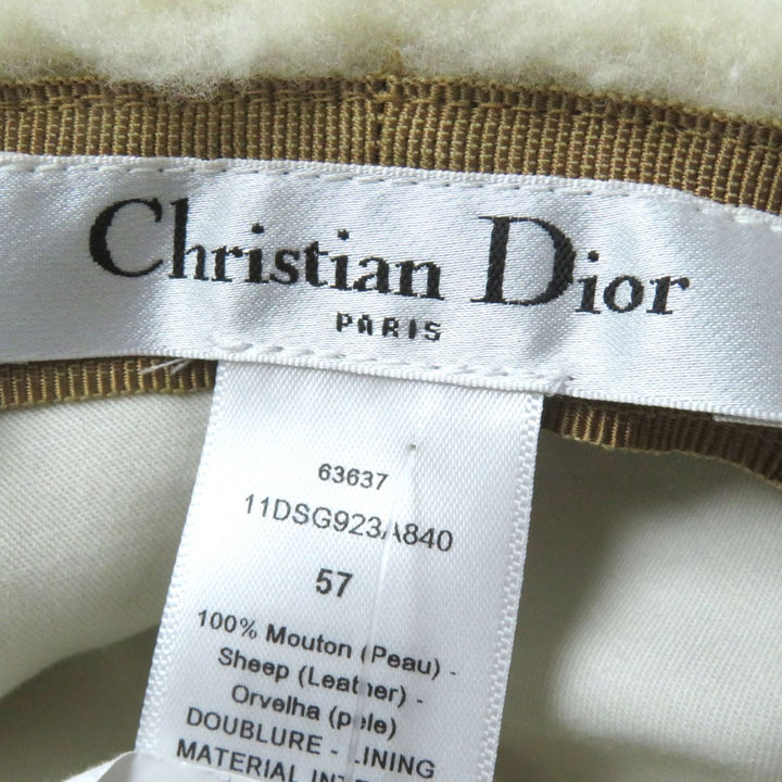 未使用品◎正規品 Christian Dior クリスチャン ディオール 11DSG923A840 ボブ ムートンハット 57 キャメル タグ付