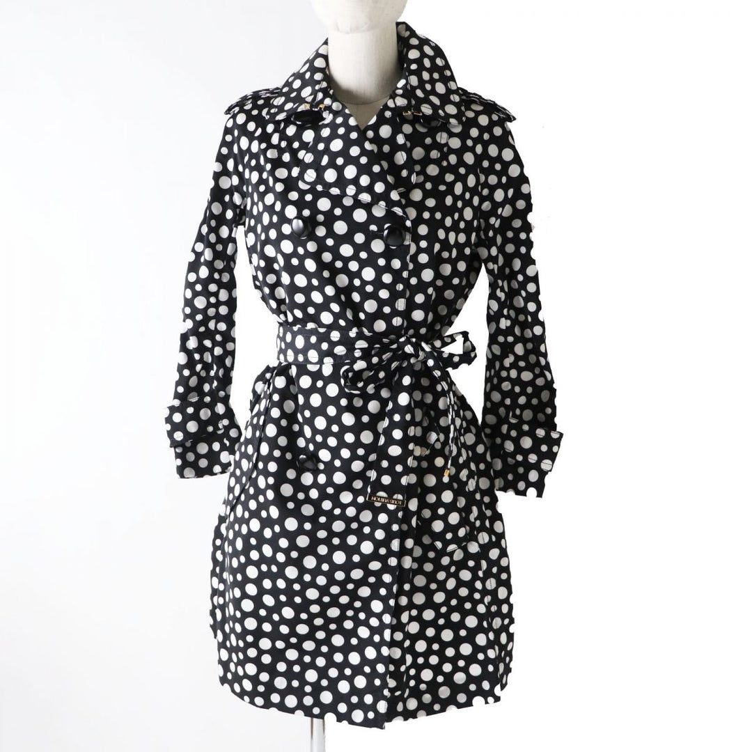 美品◎正規品 12AW ルイヴィトン×草間彌生 レディース トレンチコート ドット柄 裏地シルク100％ 黒×白 34