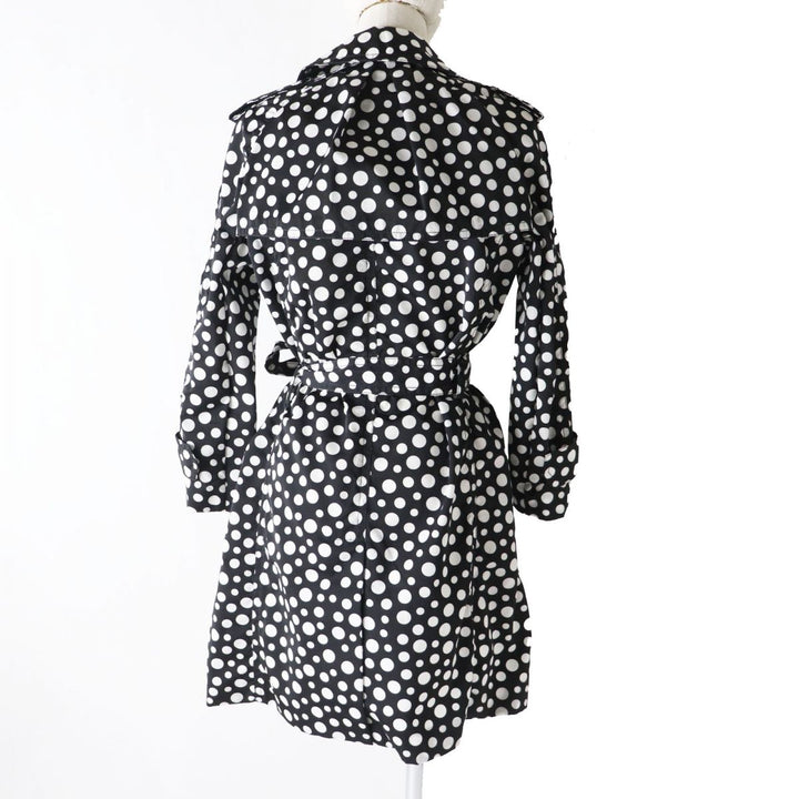 美品◎正規品 12AW ルイヴィトン×草間彌生 レディース トレンチコート ドット柄 裏地シルク100％ 黒×白 34