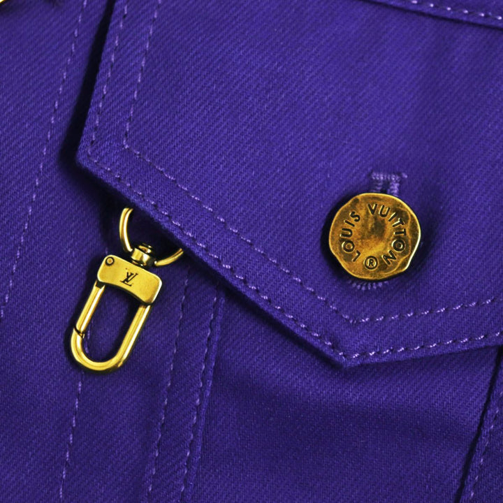 極美品●2022年製 LOUIS VUITTON ルイヴィトン HNA41WNZ0 ロゴボタン カバーオール/デニムジャケット 青 44 正規品