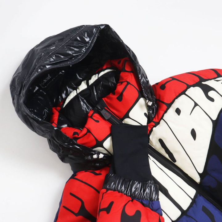 極美品●モンクレールグルノーブル LIMMAT ロゴ総柄/ワッペン ダウンジャケット トリコロール 0 国内正規品 メンズ