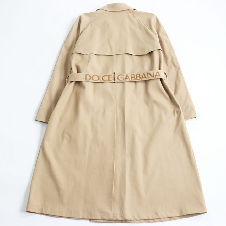 美品●黒タグ 定価473,000円 ドルチェ＆ガッバーナ ロゴくるみボタン/ロゴ入り 超ロング丈 トレンチコート 48 正規品