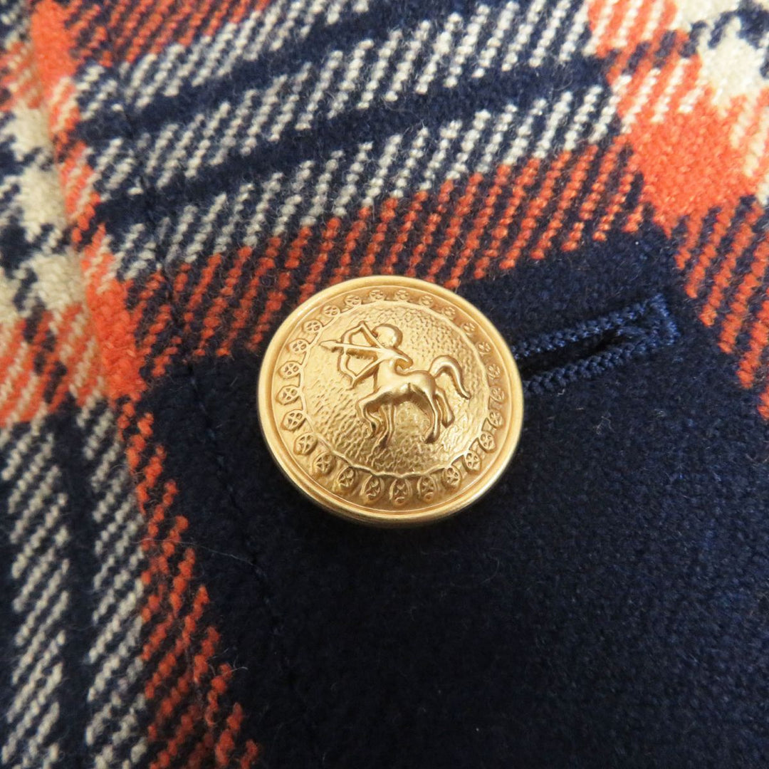未使用品□2020年製 グッチ 612227 チェック柄 ロゴ金ボタン カシミヤ100％ シングル アンコンジャケット 46 正規品